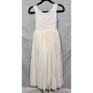 2Bunnies Girl Lace Back A-Line Straight Tulle Formal Flower Girl Wedding 10-12Yr